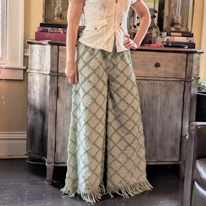 FRINGED PANTS made from a vintage chenille bedspread S M